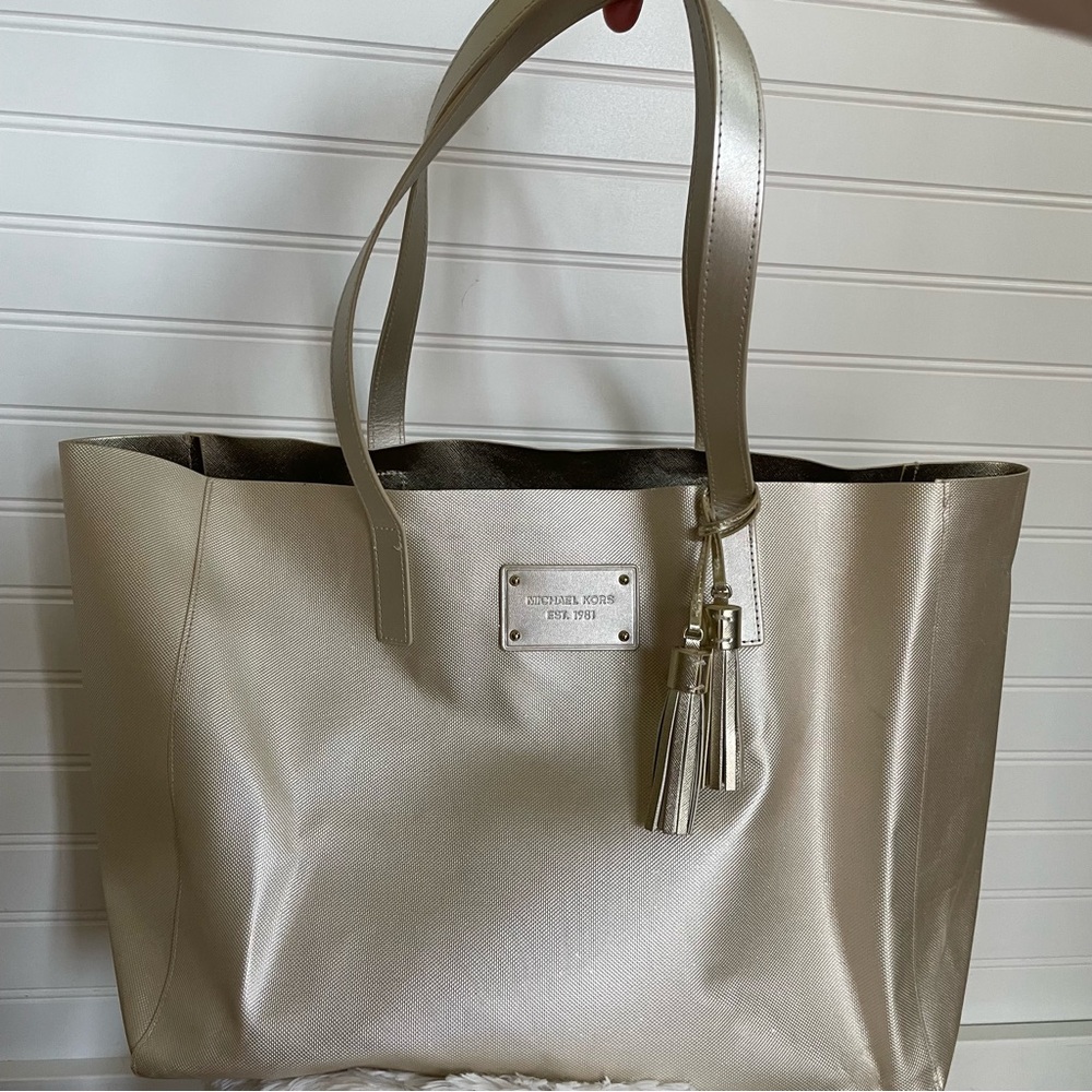 SOLD Michael Kors Gold Glitter Tote Bag